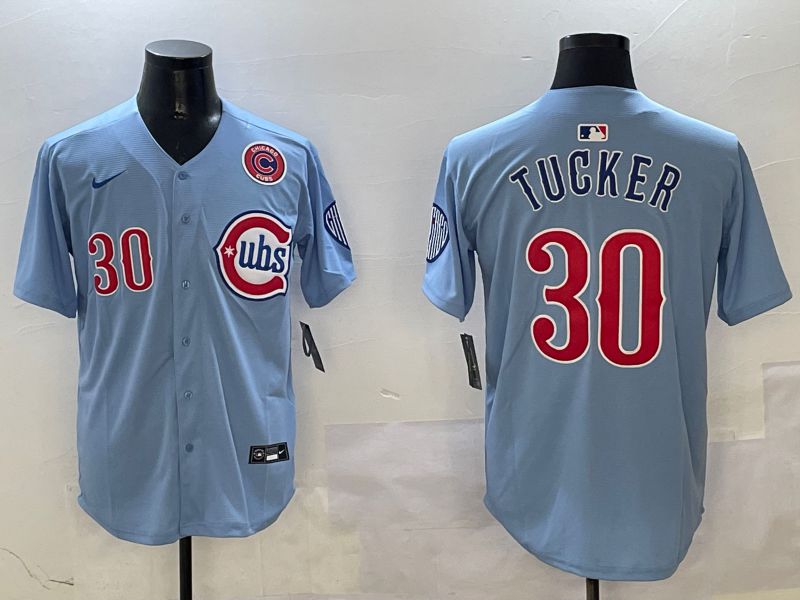 Men Chicago Cubs #30 Tucker Light Blue Throwback Fashion 2025 Nike MLB Jersey style 5